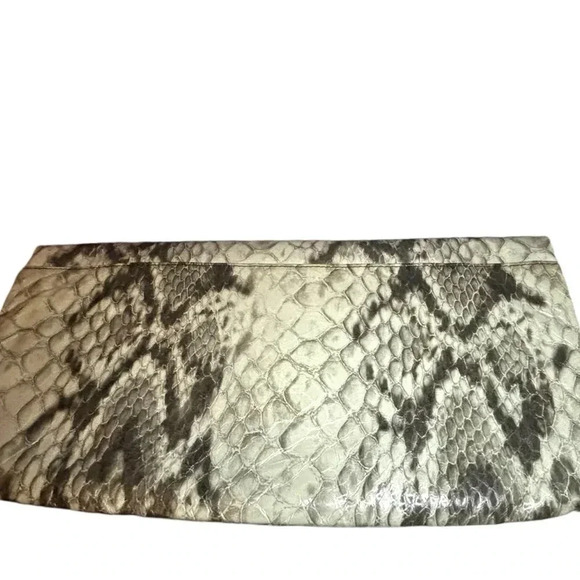 Lodis Clutch Snakeskin Double Compartment Magnet/Zip Snakeskin Clutch NWOT - Picture 5 of 13